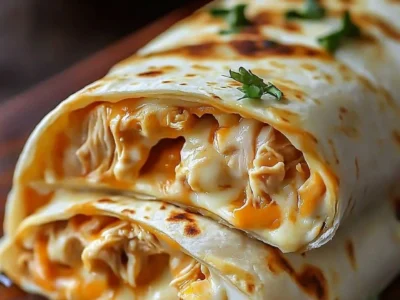 Ooey-Gooey Cheesy Garlic Chicken Wraps