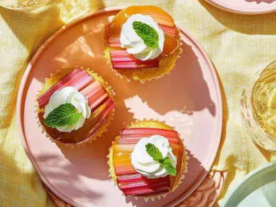 Rhubarb Upside-Down Cupcakes