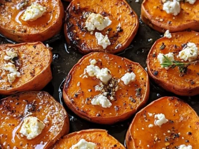 Roasted Sweet Potato Rounds with Honey and Feta