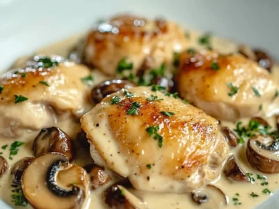 Creamy Garlic Mushroom Chicken Thighs