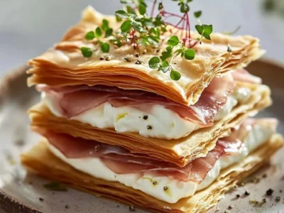 Savory Mille-Feuille with Lemon-Ricotta and Prosciutto