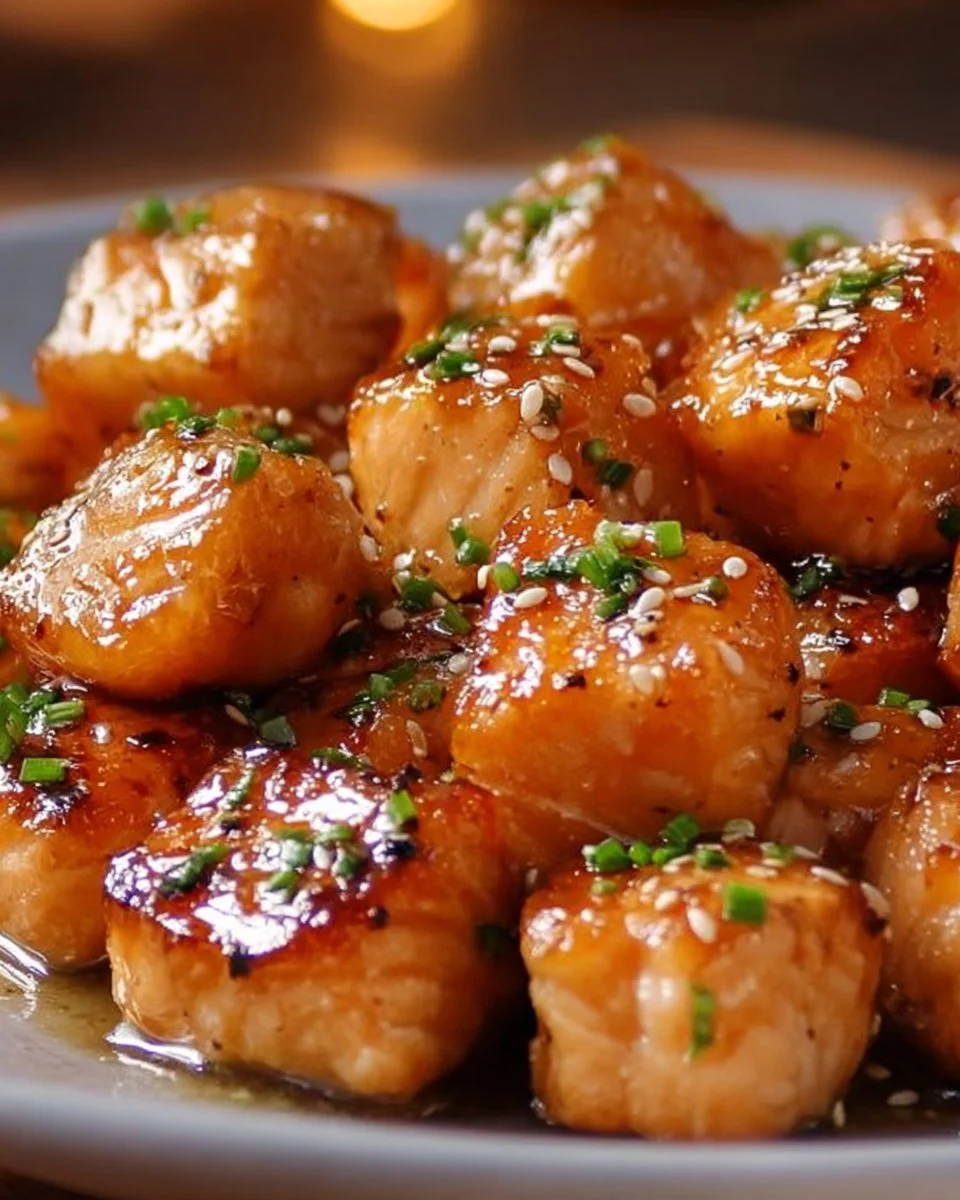 Air Fryer Honey Garlic Salmon Bites