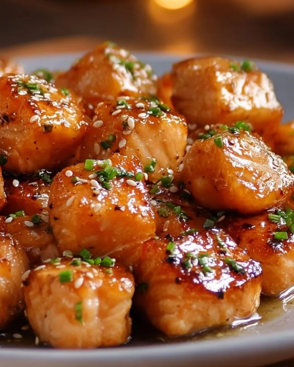 Air Fryer Honey Garlic Salmon Bites