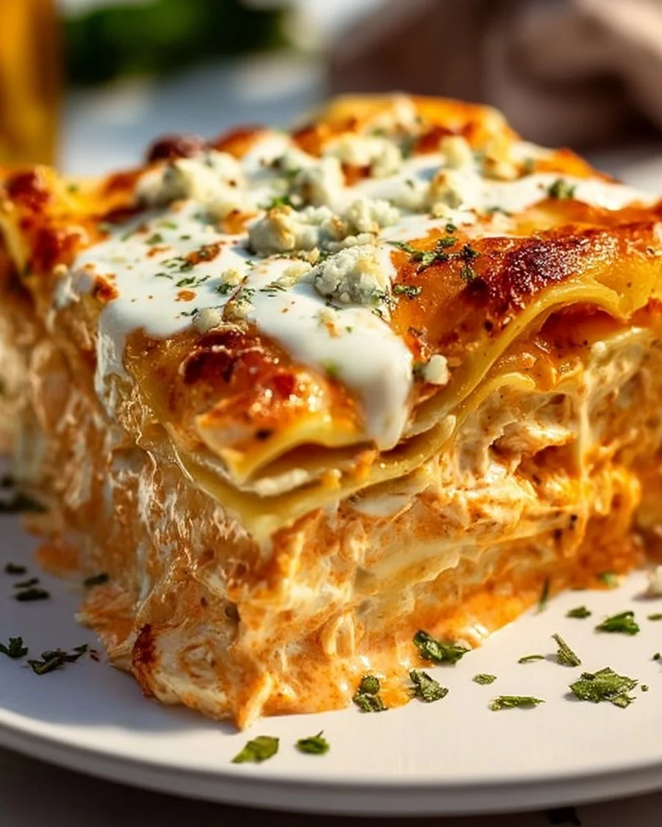 Cheesy Buffalo Ranch Chicken Lasagna
