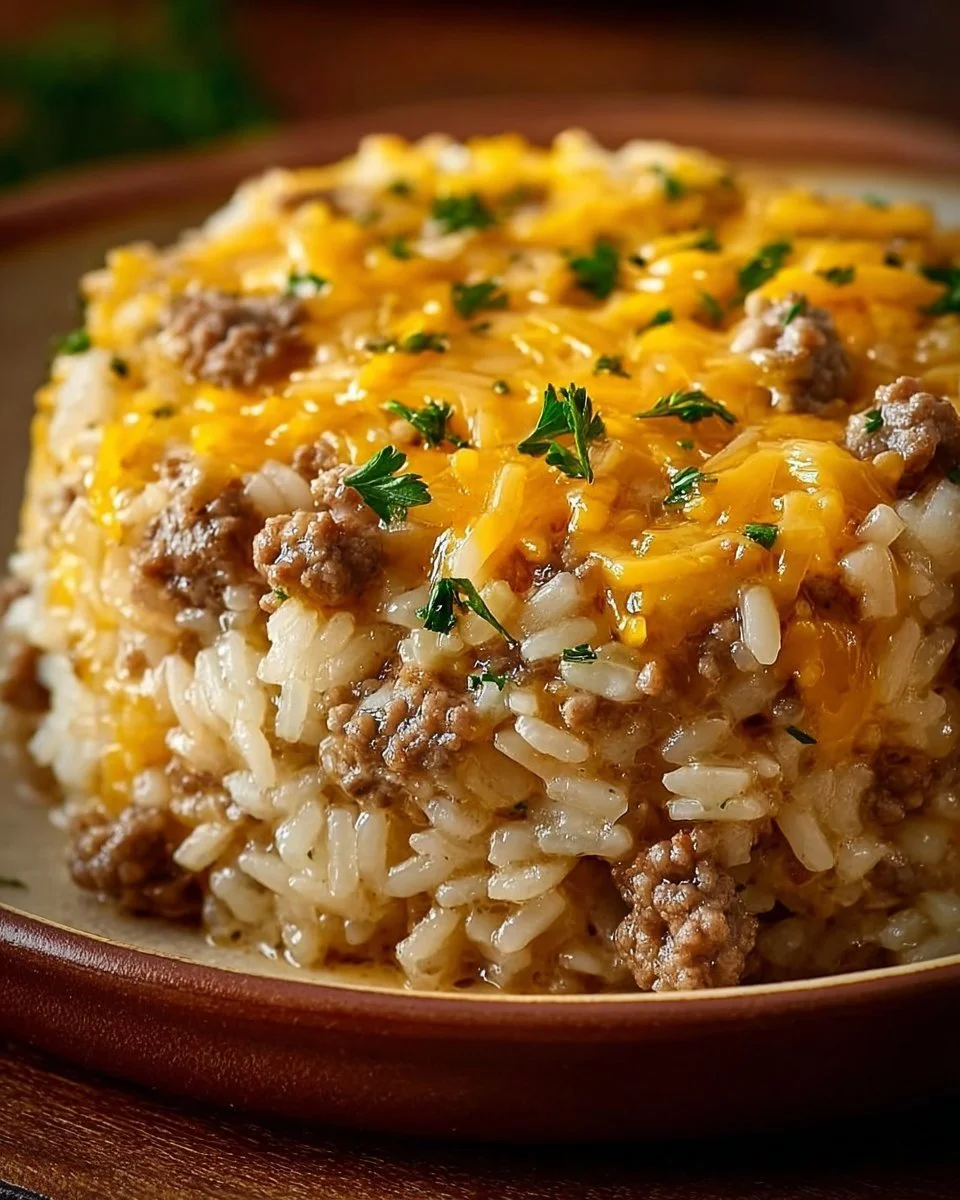 Cheesy Hamburger Rice Casserole