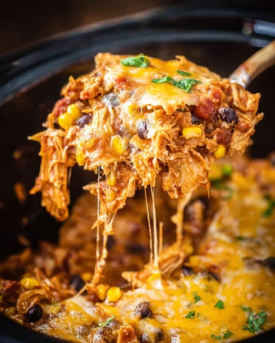 Crockpot Chicken Enchiladas Casserole