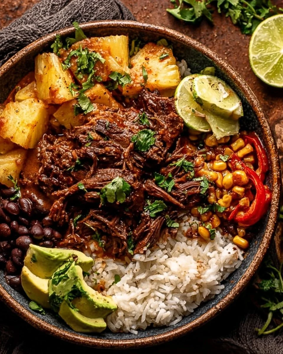 Crockpot Chipotle Pineapple Pot Roast Bowl