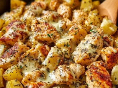 Garlic Parmesan Chicken and Potatoes Skillet