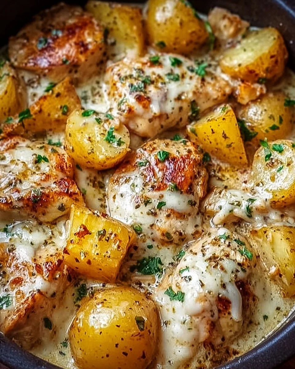 Garlic Parmesan Crockpot Chicken and Potatoes