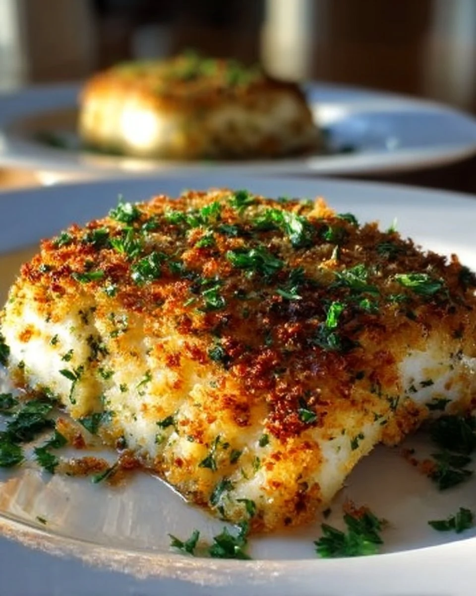 Garlic Parmesan Crusted Halibut