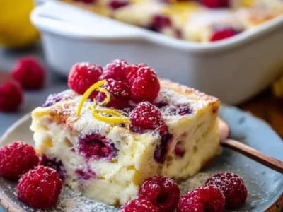 Lemon Raspberry Cottage Cheese Bake