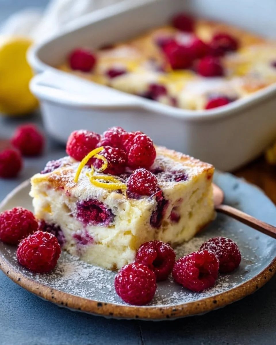 Lemon Raspberry Cottage Cheese Bake