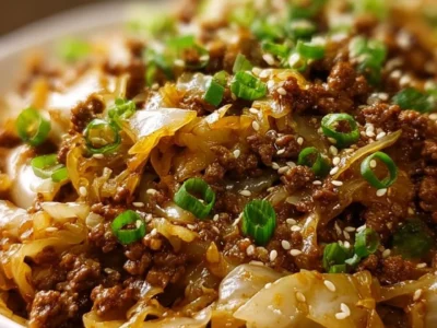 Low-Carb Mongolian Ground Beef and Cabbage