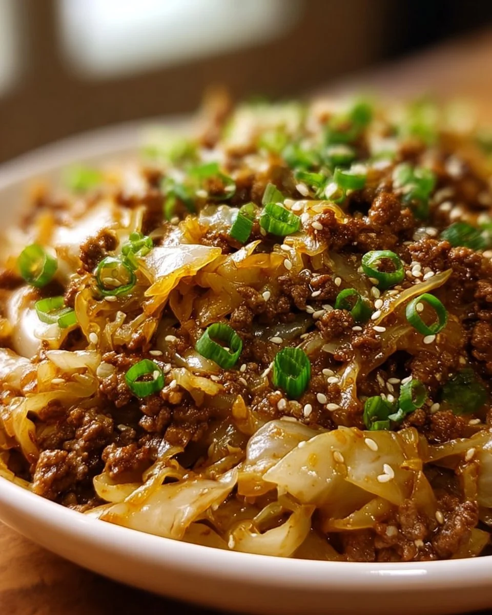 Low-Carb Mongolian Ground Beef and Cabbage