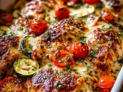 Mediterranean Chicken Zucchini Bake