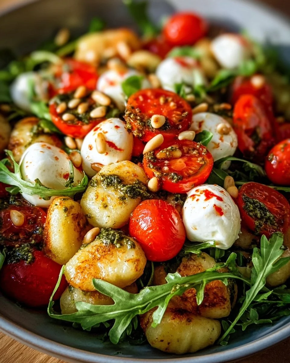 Roasted Gnocchi Salad with Basil Pesto