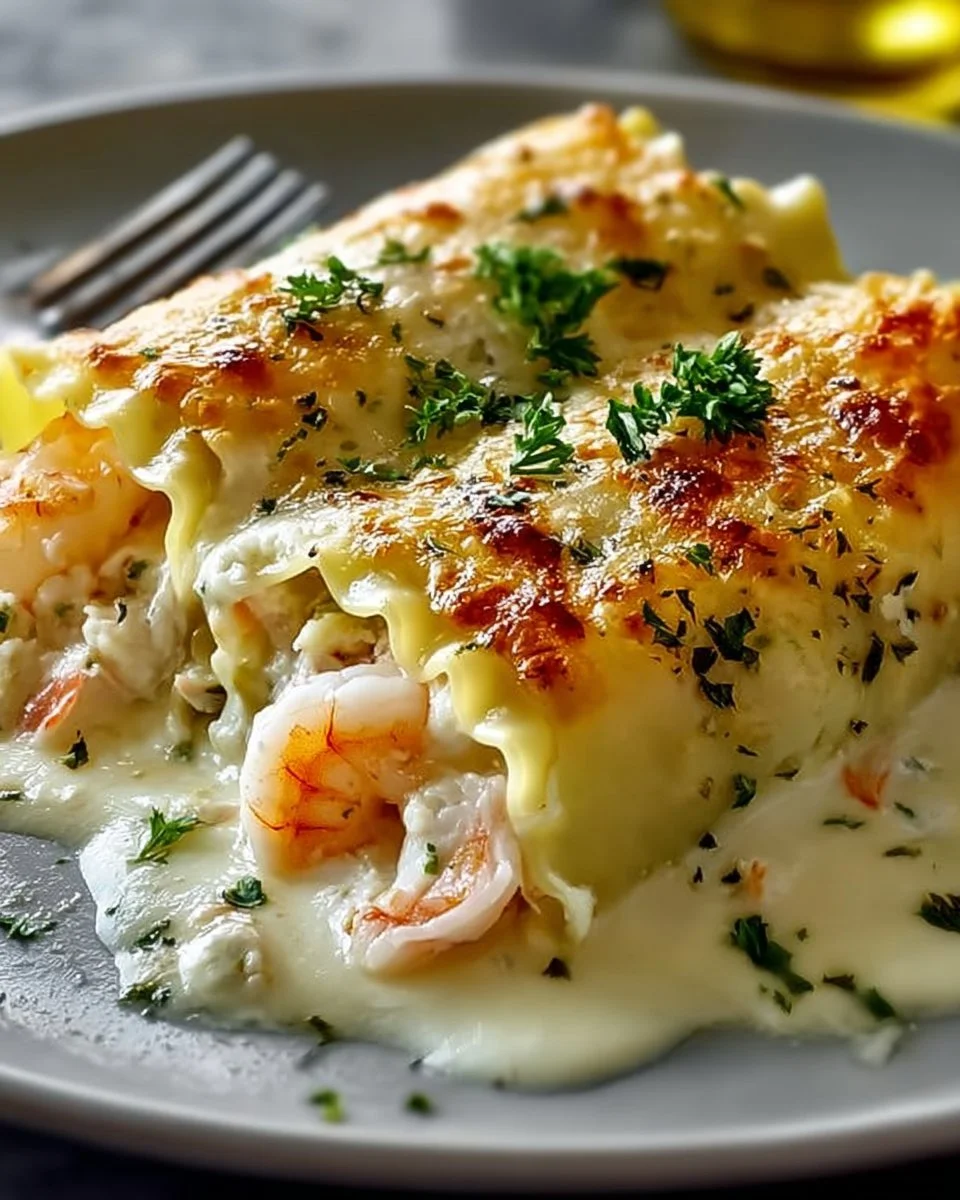 Shrimp & Crab Alfredo Lasagna Roll-Ups