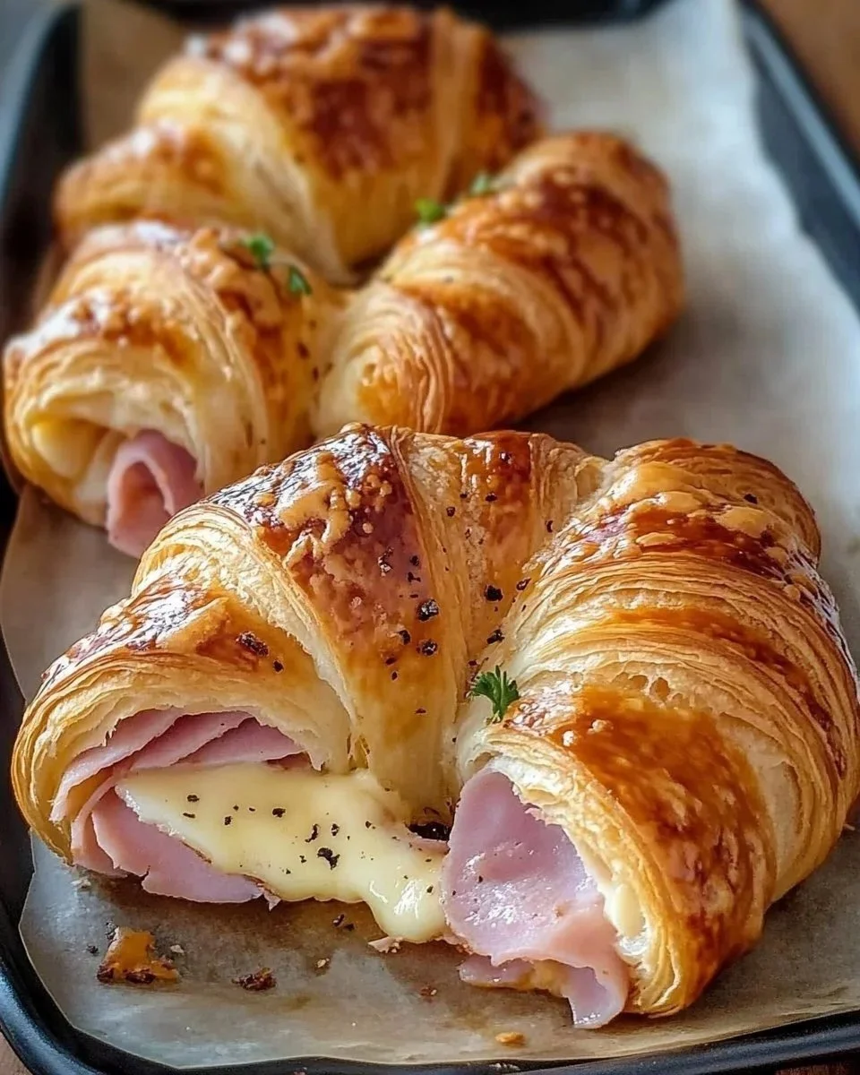 Baked Ham and Cheese Croissants