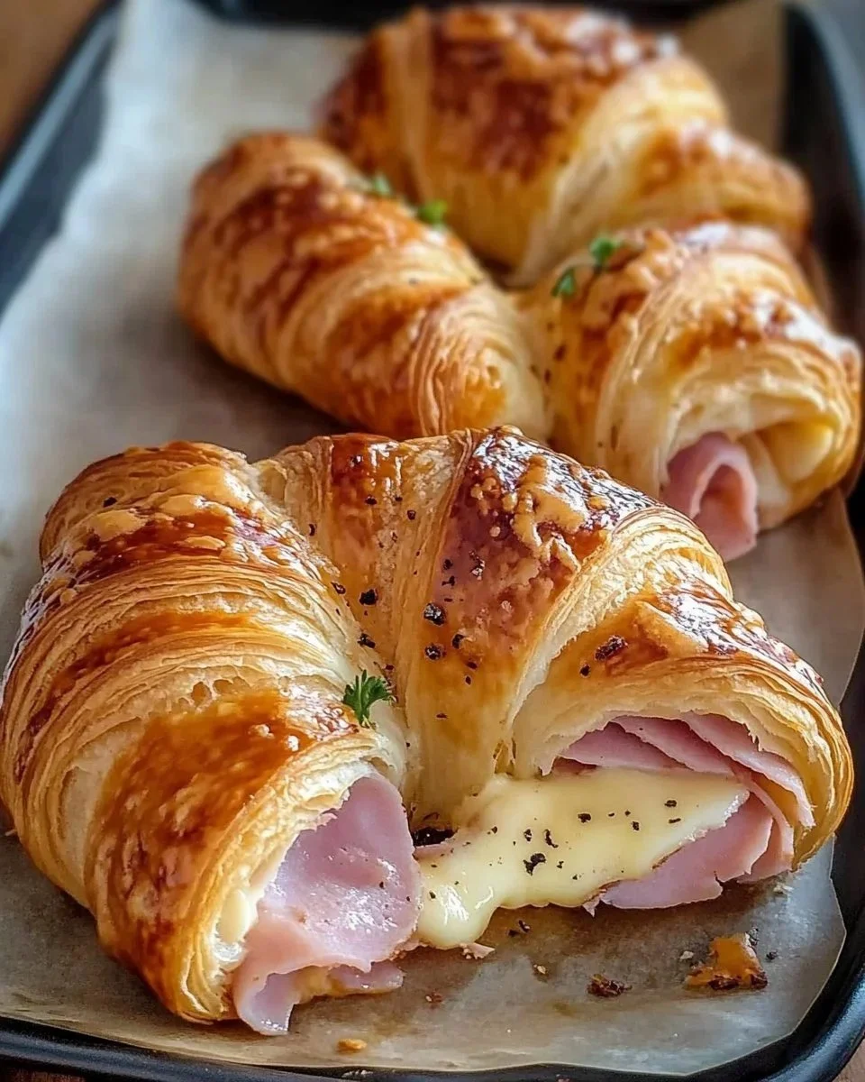 Baked Ham and Cheese Croissants