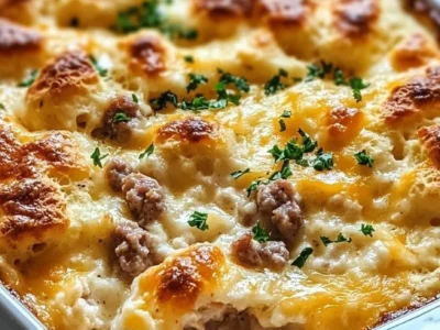 Biscuits and Gravy Hashbrown Breakfast Casserole