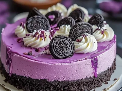 Decadent Ube Oreo Cheesecake