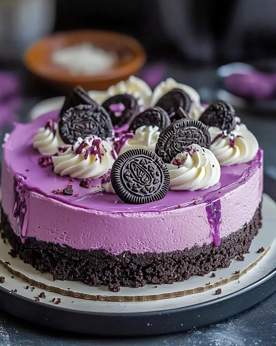 Decadent Ube Oreo Cheesecake