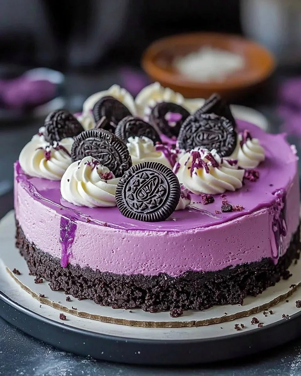 Decadent Ube Oreo Cheesecake