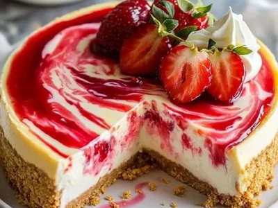 Dreamy Strawberry Swirl Cheesecake