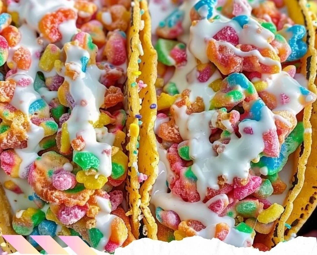 Fruity Pebbles Cheesecake Tacos