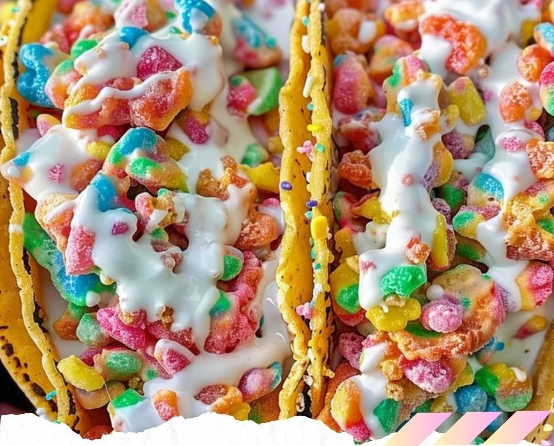 Fruity Pebbles Cheesecake Tacos