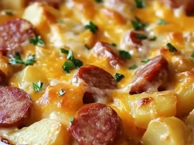 Kielbasa Sausage Cheesy Potato Casserole