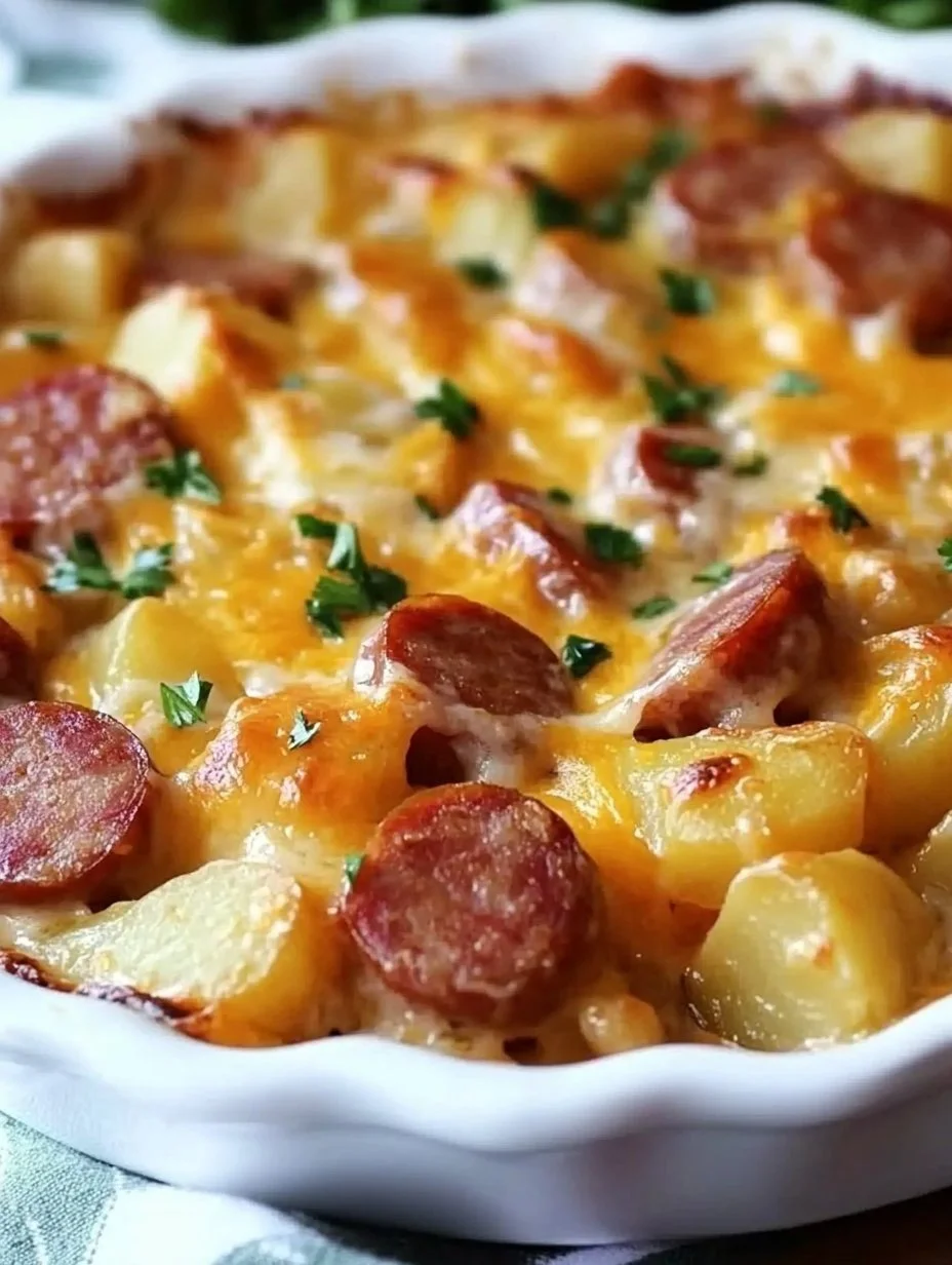 Kielbasa Sausage Cheesy Potato Casserole