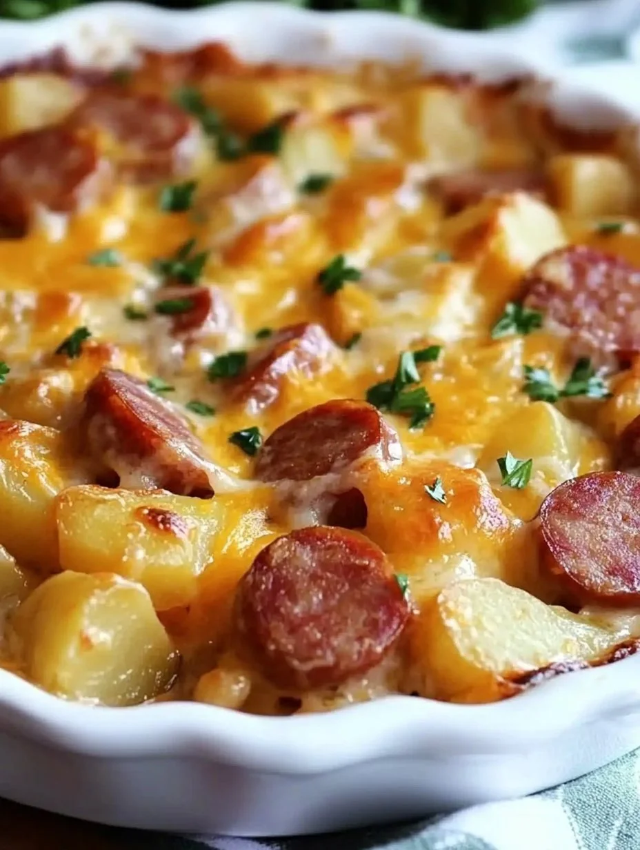 Kielbasa Sausage Cheesy Potato Casserole