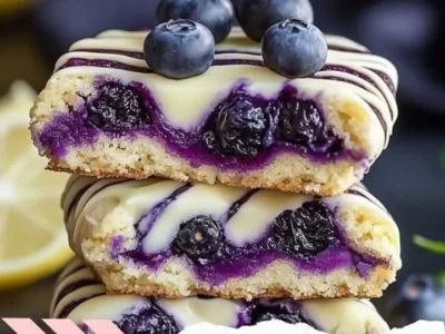 Luscious Blueberry Lemon Cookie Bars with White Chocolate Drizzle