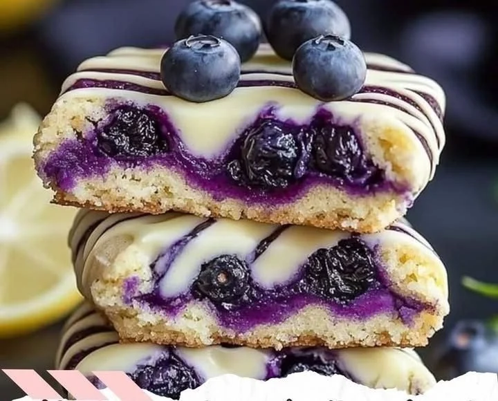 Luscious Blueberry Lemon Cookie Bars with White Chocolate Drizzle