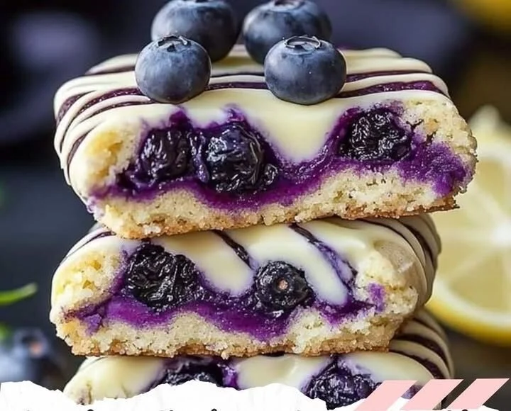 Luscious Blueberry Lemon Cookie Bars with White Chocolate Drizzle