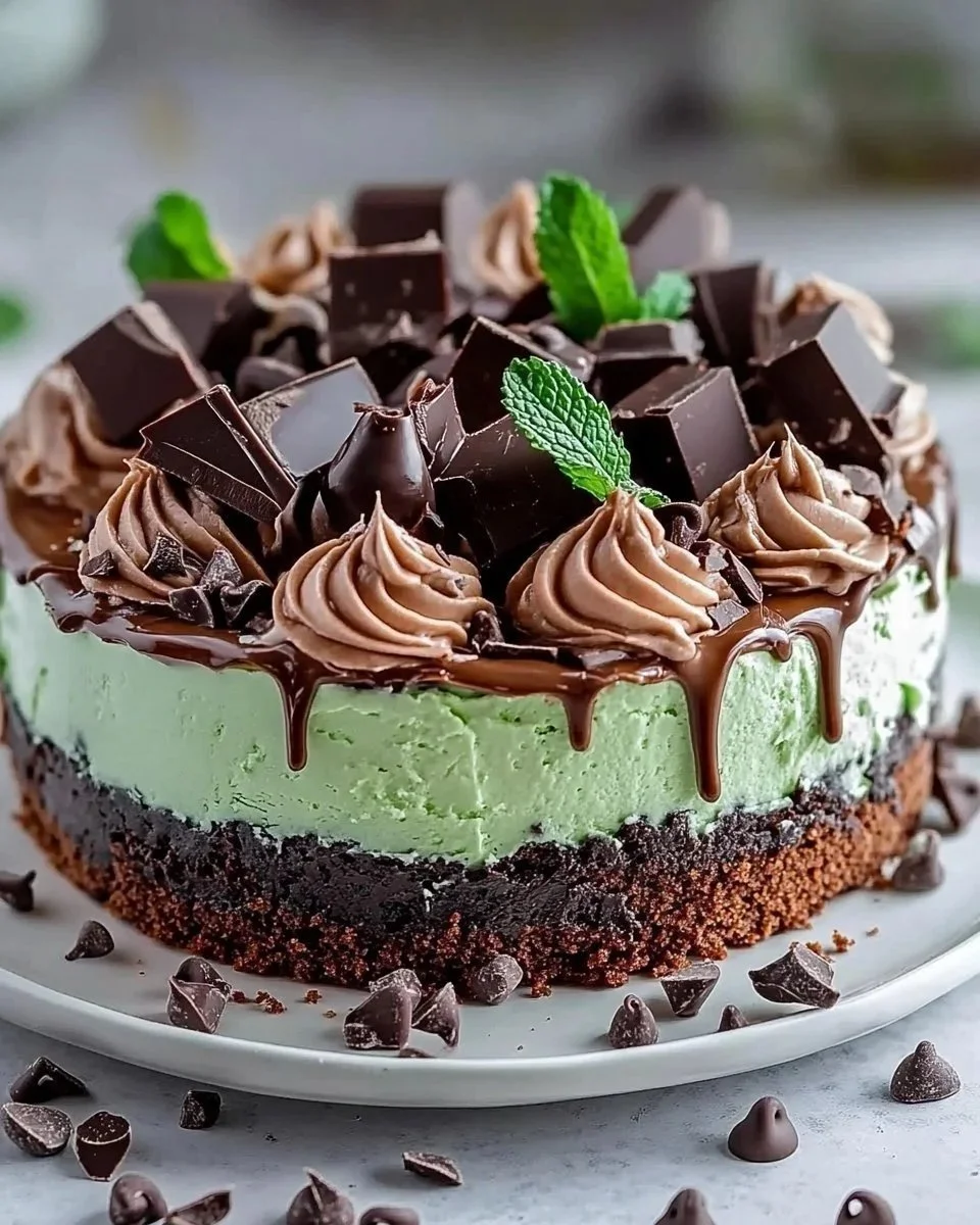 Mint Chocolate Fudge Cheesecake Cake