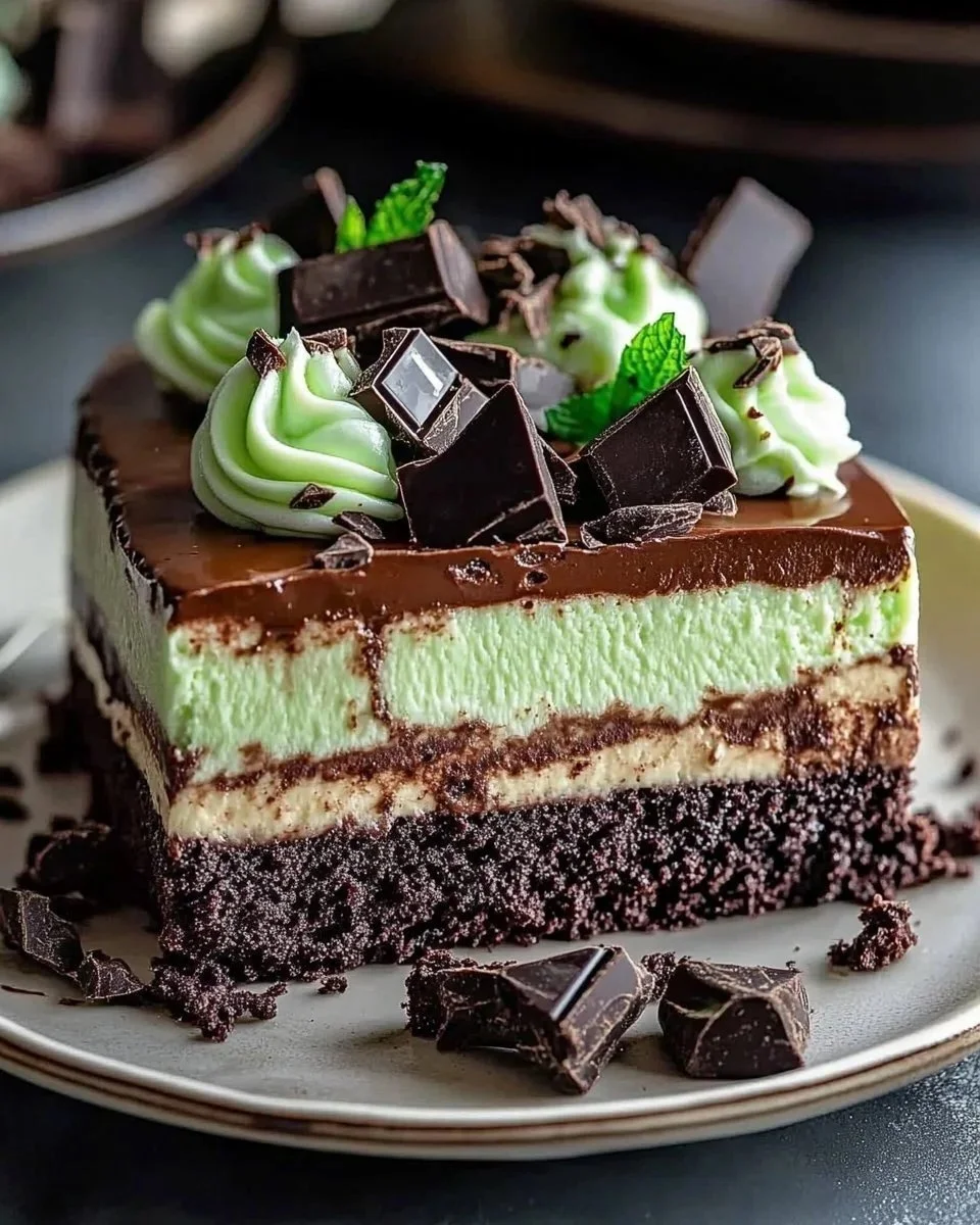 Mint Chocolate Fudge Cheesecake Cake