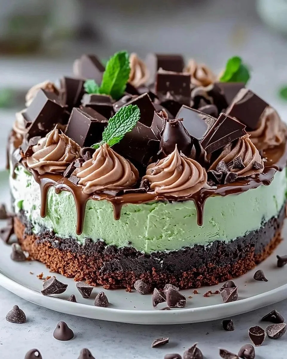 Mint Chocolate Fudge Cheesecake Cake