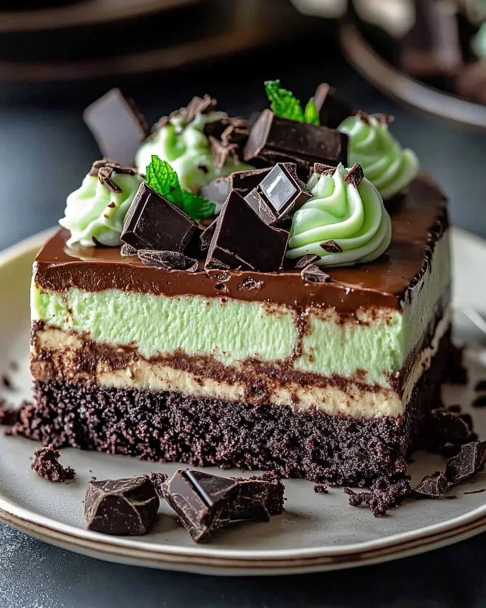 Mint Chocolate Fudge Cheesecake Cake
