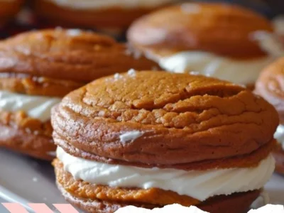Pumpkin Cookies with Cream Cheese Filling