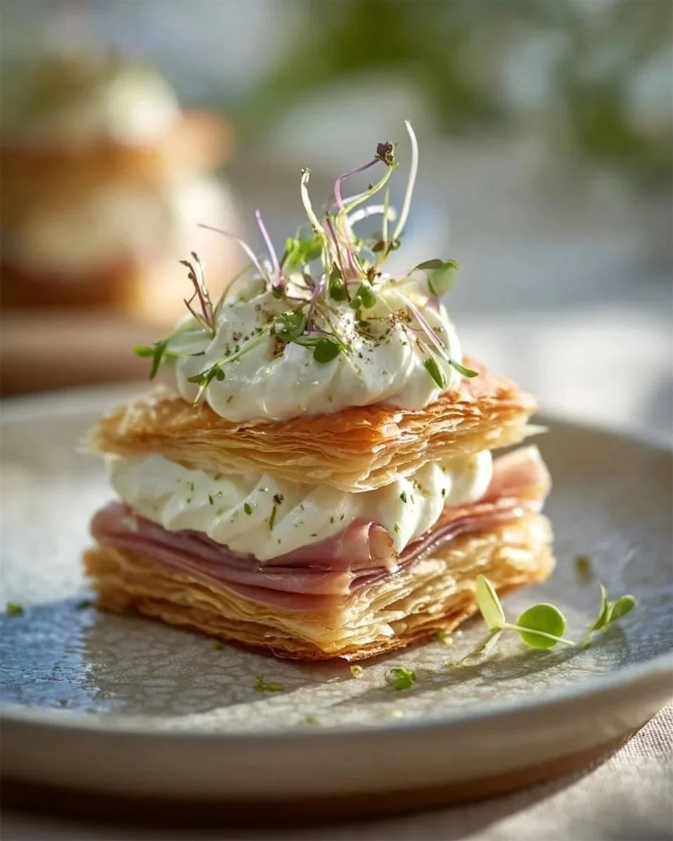 Savory Mille-Feuille with Lemon-Ricotta and Prosciutto