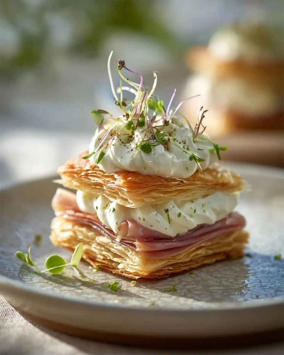 Savory Mille-Feuille with Lemon-Ricotta and Prosciutto