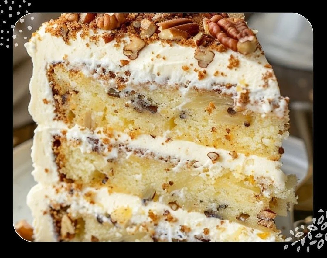 Southern Creamy Pineapple Pecan Cake